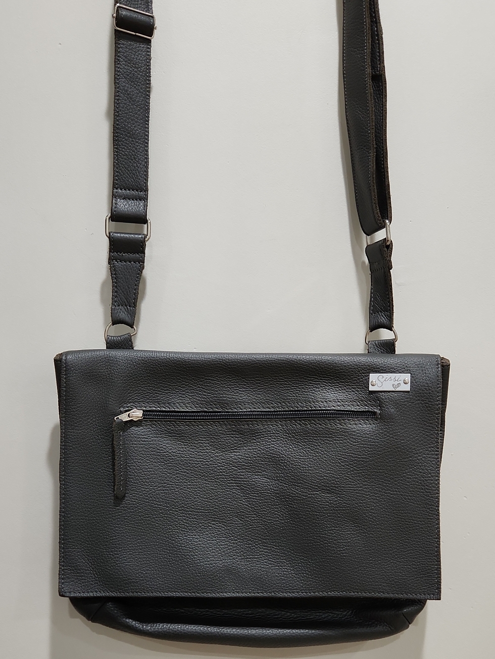 Women's Grey Faux Leather Crossbody Satchel Bag - Unbranded